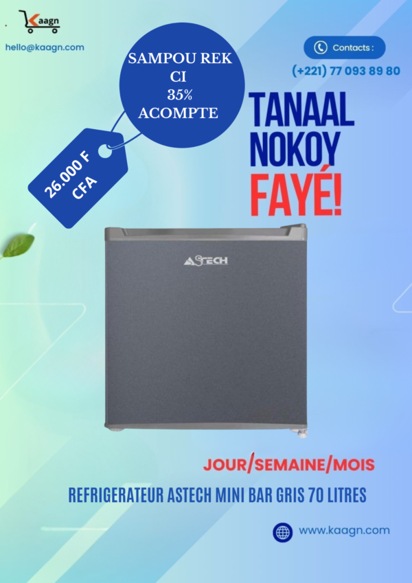 Réfrigérateur Astech Mini Bar gris 20 litres