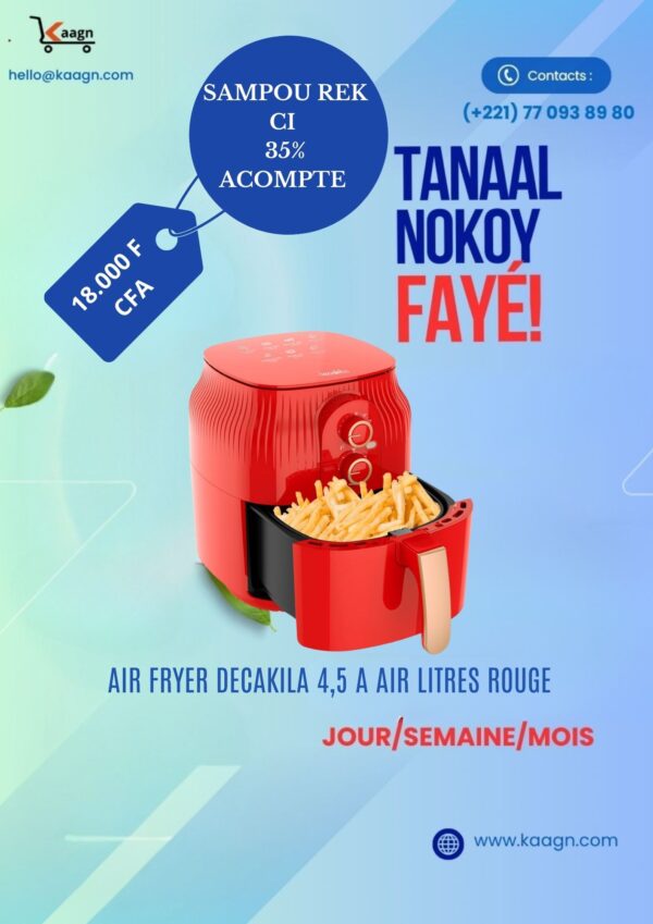Air Fryer Decakila 4,5 Litres Rouges