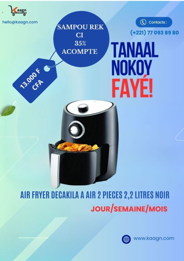 Air Fryer Decakila à air 2 pieces 2,2 Litres noir