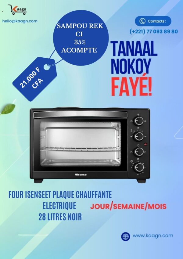 Four Isenseet Plaque chauffante Electrique 28 Litres Noir