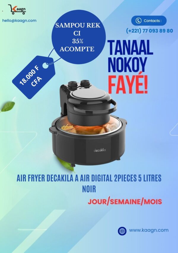 Air Fryer à air Digital 2 pièces 5 Litres noir
