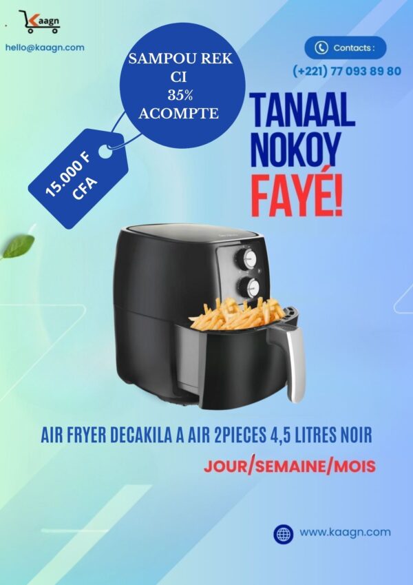Air Fryer Decakila à air 2 pièces 4,5 Litres noir