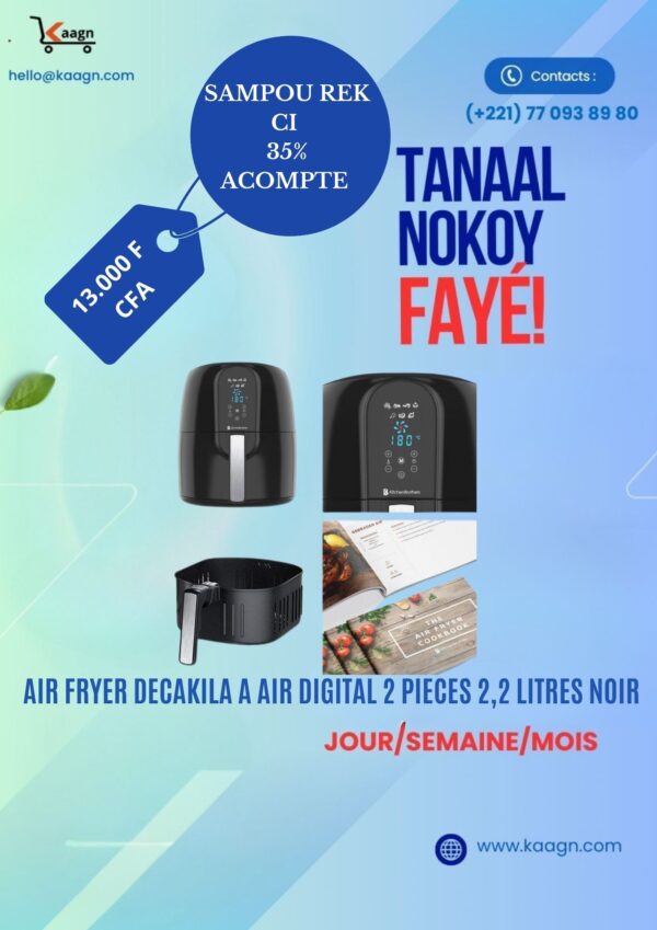 Air Fryer Decakila à air 2 pièces 2,2 Litres noir