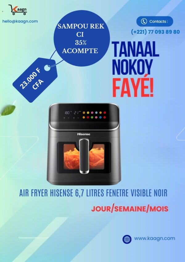 Air Fryer Hisense 6,7 Litres Fenetre visible noir